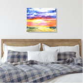 Serengeti Plains, Afrika, Waterverf, Wall Art Canvas Afdruk (Insitu (Slaapkamer))