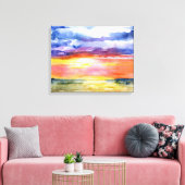 Serengeti Plains, Afrika, Waterverf, Wall Art Canvas Afdruk (Insitu (Woonkamer))