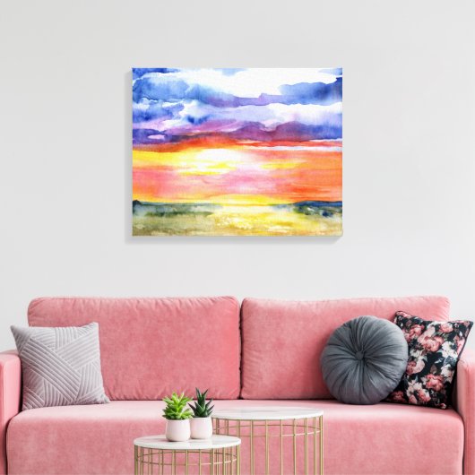 Serengeti Plains, Afrika, Waterverf, Wall Art Canvas Afdruk (Insitu (Woonkamer))