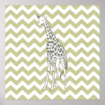 Serengeti Safari Chevron met Pop Art Giraffe Poster<br><div class="desc">Mod Chevron patroon in het Safari Moods kleurenpalet van Emporio Moffa,  met pop-art giraffe aan één zijde.</div>