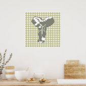 Serengeti Safari Dot met Pop Art Elephant Poster (Keuken)