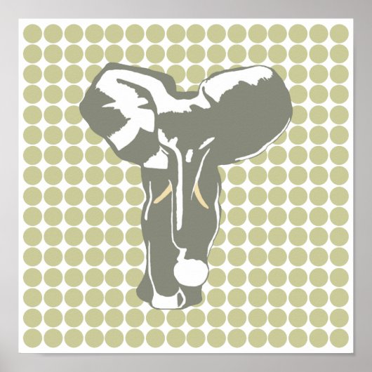 Serengeti Safari Dot met Pop Art Elephant Poster (Voorkant)