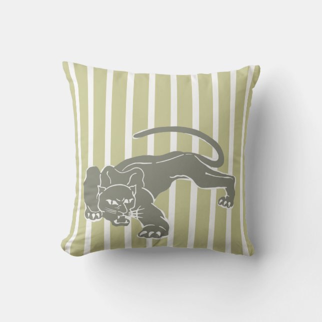 Serengeti Safari Stripe Kussen met Luipaard (Voorkant)
