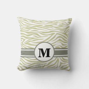 Serengeti Safari Zebra met monogram Kussen