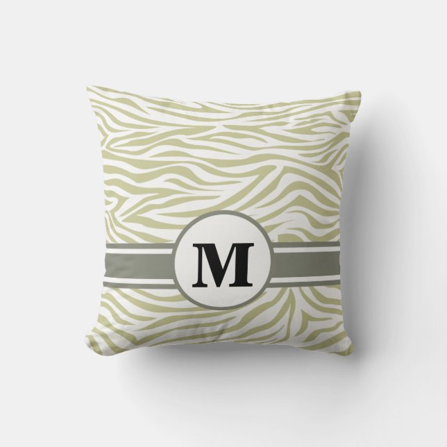 Serengeti Safari Zebra met monogram Kussen (Voorkant)