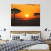 Serengeti Sonnenuntergang über der Graslandschaft Canvas Afdruk (Insitu (Slaapkamer))