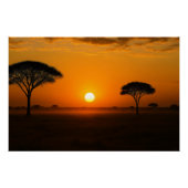 Serengeti Sonnenuntergang über der Graslandschaft Perfect Poster (Voorkant)