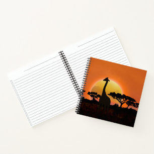 Serengeti Sunset Giraffe   safari in afrika Notitieboek