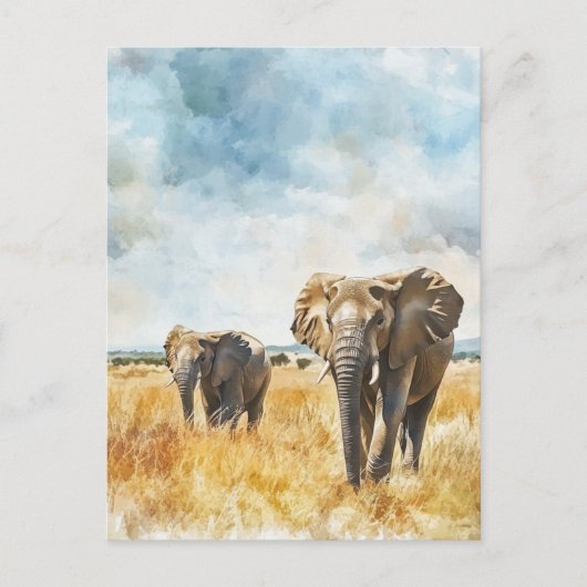 Serengetti Elephants Briefkaart (Voorkant)
