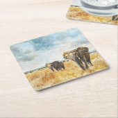 Serengetti Elephants Kartonnen Onderzetters (Schuin)