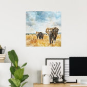 Serengetti Elephants Poster (Thuiskantoor)
