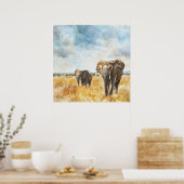 Serengetti Elephants Poster (Keuken)