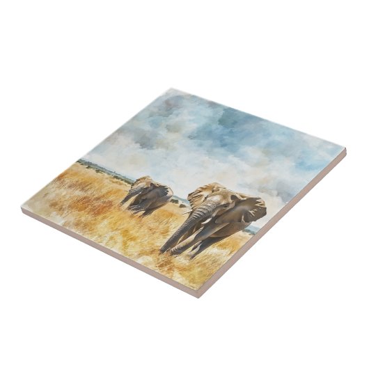 Serengetti Elephants Tegeltje (Zijkant)