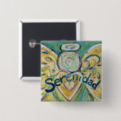 Serenidad Angel Art Button Pin Pendant (Square) (Voorkant /achterkant)