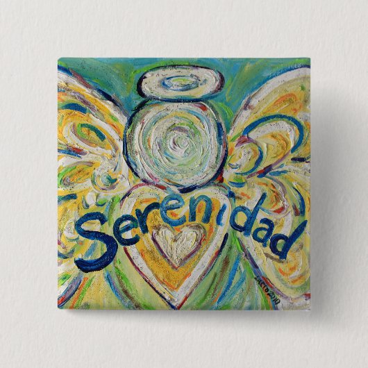 Serenidad Angel Art Button Pin Pendant (Square) (Voorkant)