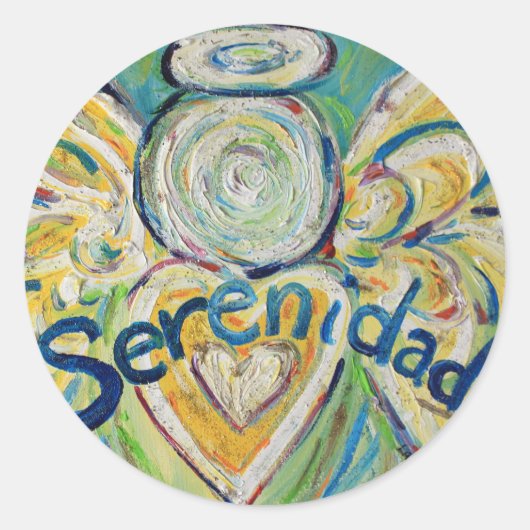 Serenidad Angel Inspirerend Word Custom Stickers (Voorkant)