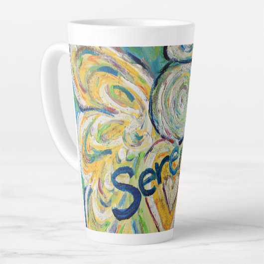 Serenidad Angel Word Art Custom Latte Mok Cup (Linkerhoek)