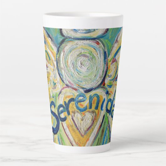Serenidad Angel Word Art Custom Latte Mok Cup (Voorkant)