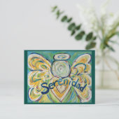 Serenidad Word Angel Inspirerend Briefkaart (Staand voorkant)