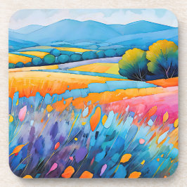 "Serenité Lavande". Breed landschap Provence Bier Onderzetter