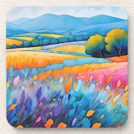 "Serenité Lavande". Breed landschap Provence Bier Onderzetter (Voorkant)