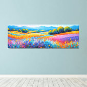"Serenité Lavande". Breed landschap Provence Canvas Afdruk (Insitu (Houten vloer))