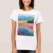 "Serenité Lavande". Breed landschap Provence T-shirt (Voorkant)