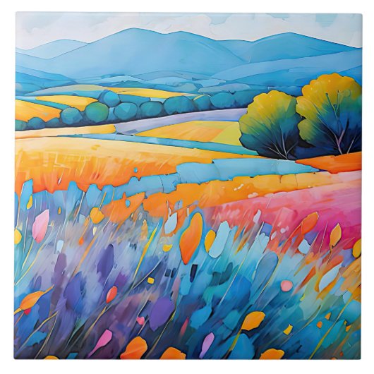 "Serenité Lavande". Breed landschap Provence Tegeltje (Voorkant)