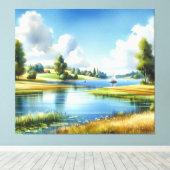 Sereniteit aan het Meer Canvas Afdruk (Insitu (Houten vloer))