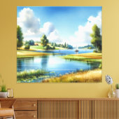 Sereniteit aan het Meer Canvas Afdruk (Insitu (Woonkamer))