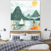 Sereniteit aan zee canvas afdruk (Insitu (Slaapkamer))