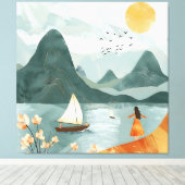 Sereniteit aan zee canvas afdruk (Insitu (Houten vloer))