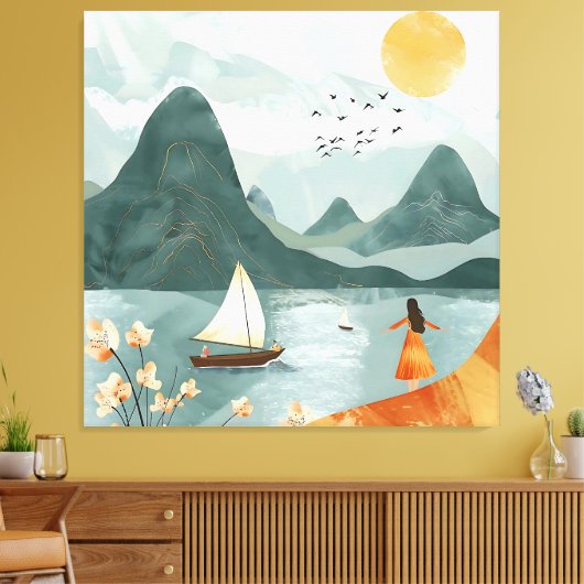 Sereniteit aan zee canvas afdruk (Insitu (Woonkamer))