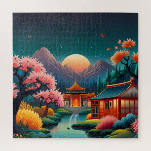 Sereniteit bij zonsondergang: traditionele Chinese Legpuzzel