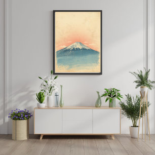Sereniteit boven wolken – Vintage reis Mount Fuji  Poster