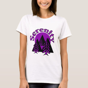 SERENITEIT   Citaat Modern Black Paarse Moon Tree T-shirt