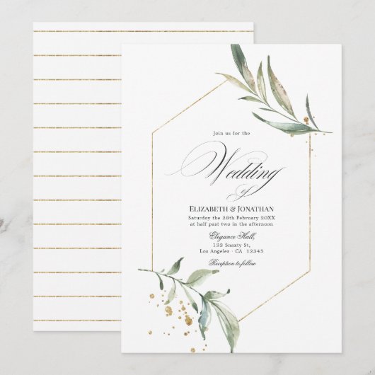 Sereniteit Eenvoudige Groene Geometrische Trouwdag Kaart (Voorkant / Achterkant)