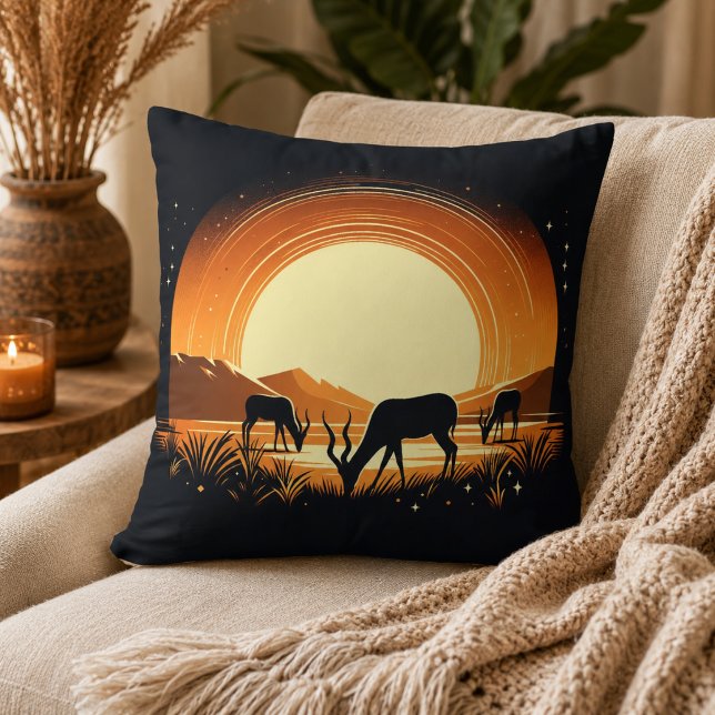Sereniteit in Beweging Antilope-Geïnspireerd Kussen (Serenity in Motion Antelope-Inspired Throw Pillow)