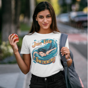 Sereniteit in beweging: gewoon blijven zwemmen t-shirt
