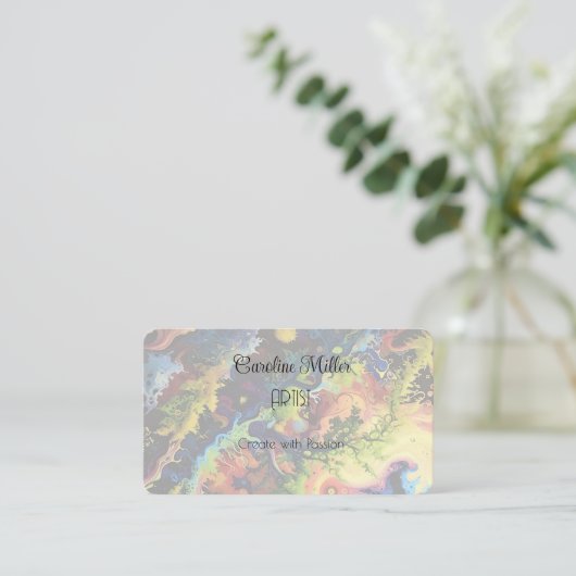 Sereniteit in Blauwe Abstracte Stromende Vormen Visitekaartje (Staand voorkant)