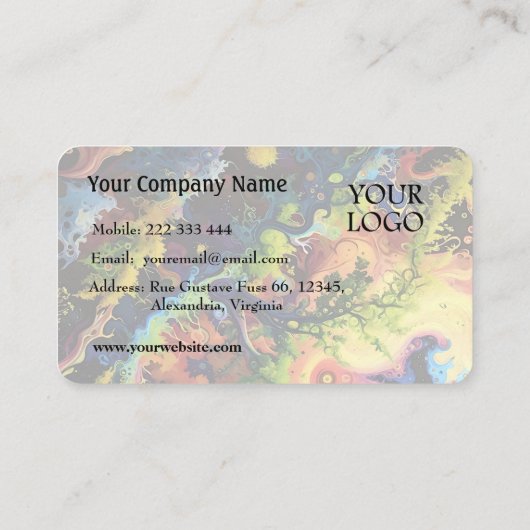 Sereniteit in Blauwe Abstracte Stromende Vormen Visitekaartje (Achterkant)