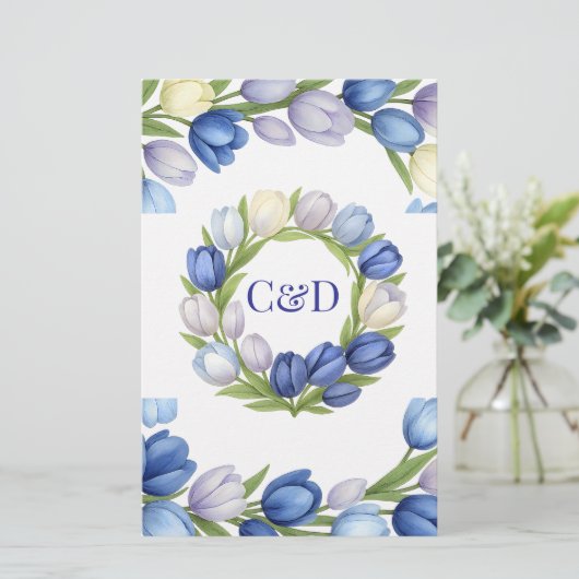 Sereniteit in Bloom Pastel Tulp Bloemen Home Decor Briefpapier (Staand voorkant)