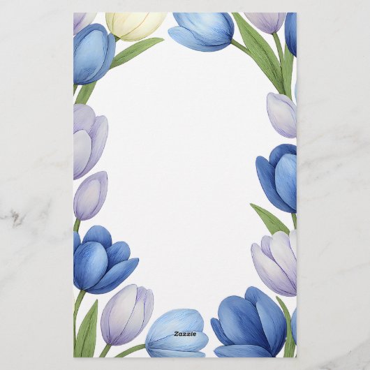 Sereniteit in Bloom Pastel Tulp Bloemen Home Decor Briefpapier (Achterkant)