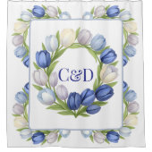 Sereniteit in Bloom Pastel Tulp Bloemen Home Decor Douchegordijn (Voorkant)