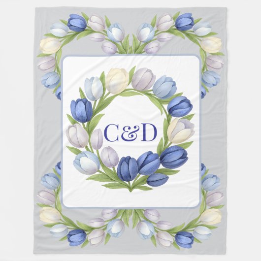 Sereniteit in Bloom Pastel Tulp Bloemen Home Decor Fleece Deken (Voorkant)