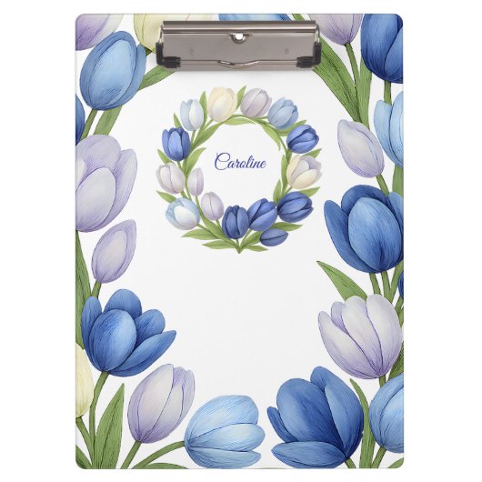 Sereniteit in Bloom Pastel Tulp Bloemen Home Decor Klembord (Voorkant)