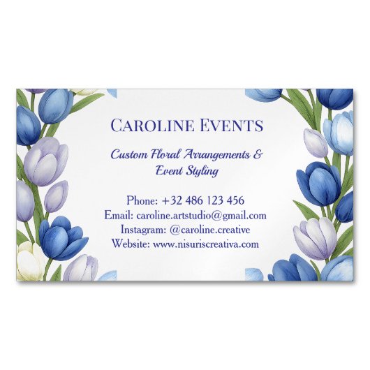 Sereniteit in Bloom Pastel Tulp Bloemen Home Decor Magnetisch Visitekaartje (Voorkant)