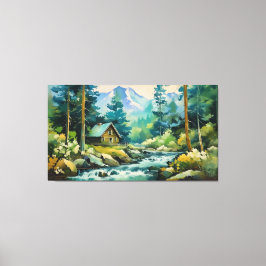 Sereniteit in de pijnboom berghut canvasprint canvas afdruk