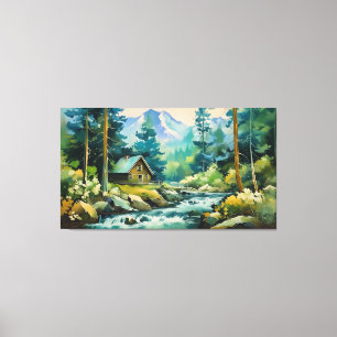 Sereniteit in de pijnboom berghut canvasprint canvas afdruk