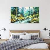 Sereniteit in de Pines Mountain Cabin Canvas Print (Insitu (Slaapkamer))